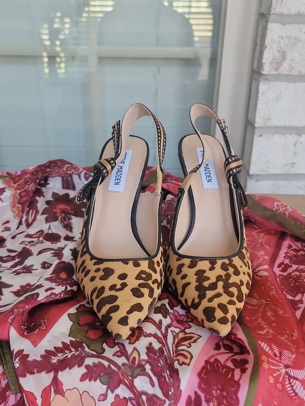 Steve Madden Leopard Print Slingback Pumps - Tan/Black